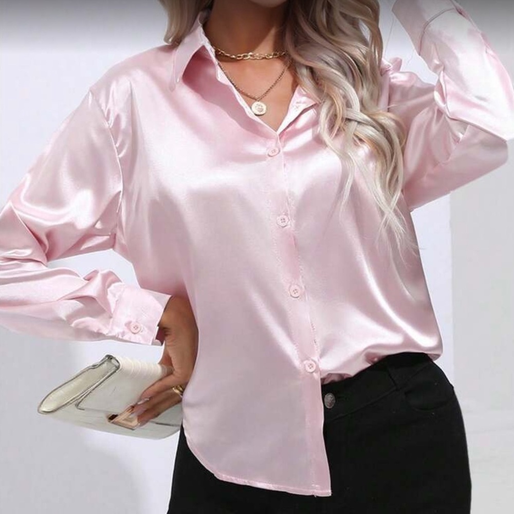 Pink Button-Up Women's Top